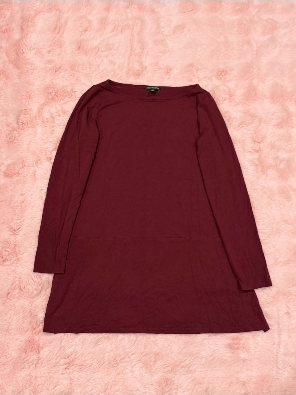 Eileen Fisher Maroon Red Long Sleeve Tunic Blouse